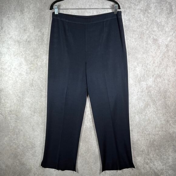 Ming Wang Pants Womens Large Blue Knit Pull On Straight Ankle High Rise Casual - Picture 1 of 11